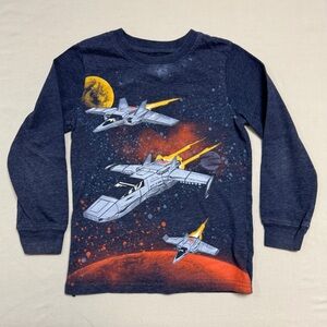 🆕 Spaceship Shirt Boy’s 5 Long Sleeve Top Video Game Cartoon Graphic Christmas